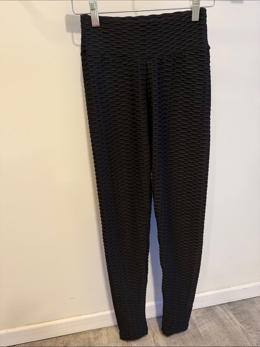 High-Rise Textured Black Leggings for Women